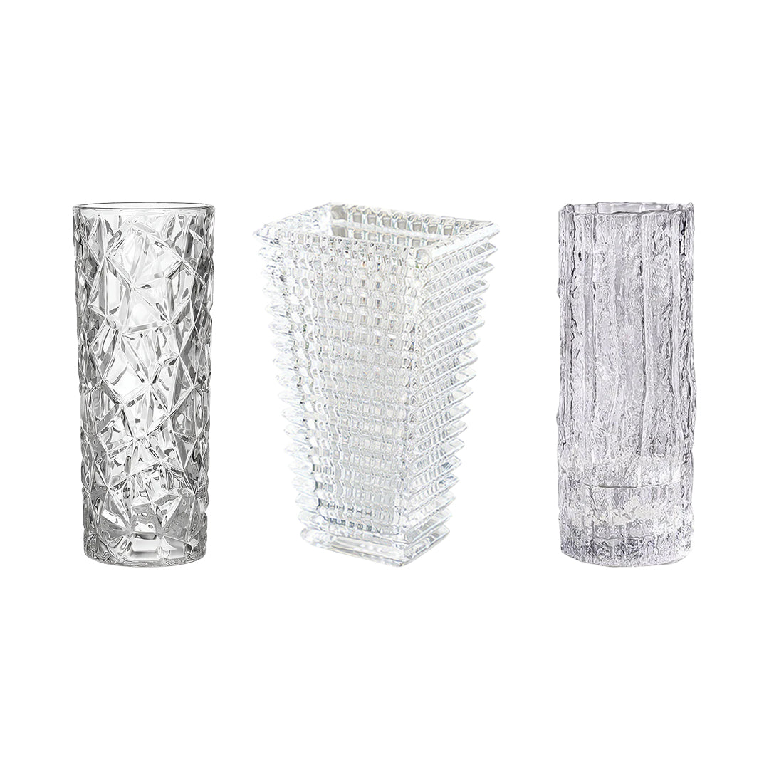 SOGA Home & Living Bundle – Handcrafted Clear Glass Vases for Elegant Home Décor-0