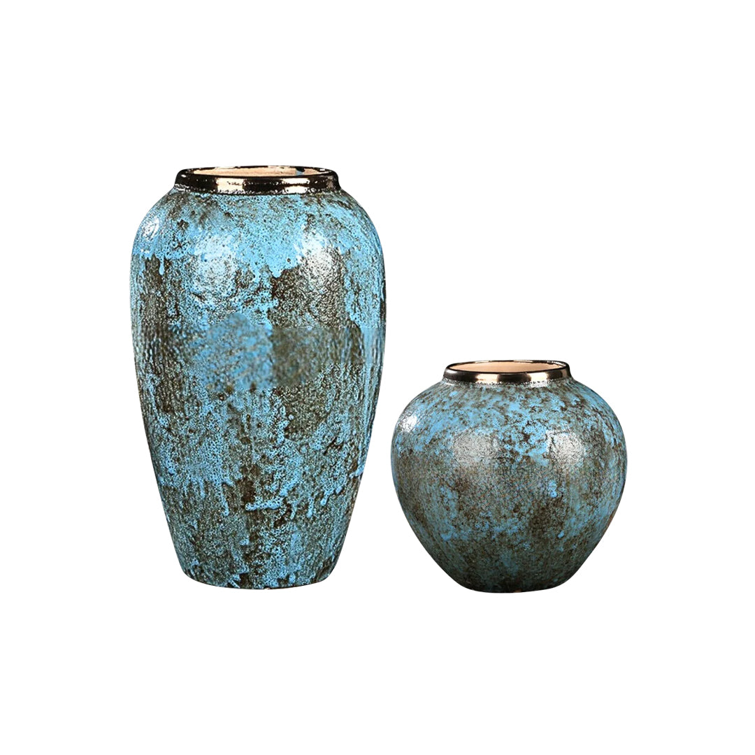 SOGA Home & Living Bundle – Light Blue Ceramic Flower Vases for Elegant Living Room Decor-0