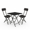 SOGA Home & Living Bundle – Black Folding Dining Table & 2 Foldable Chairs for Home Decor-0