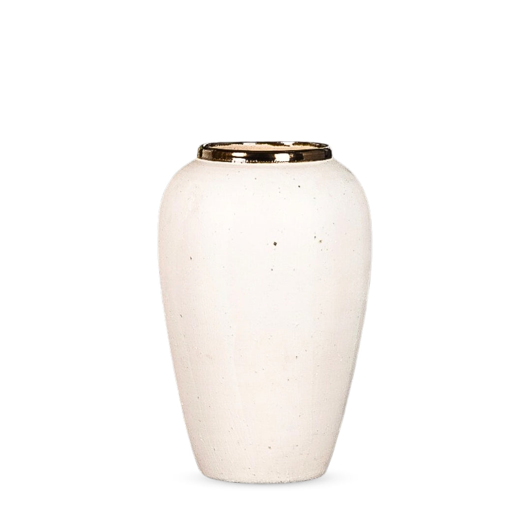 SOGA 30x19cm Plain White Medium Ceramic Flower Vase Elegant Living Room Home Decor