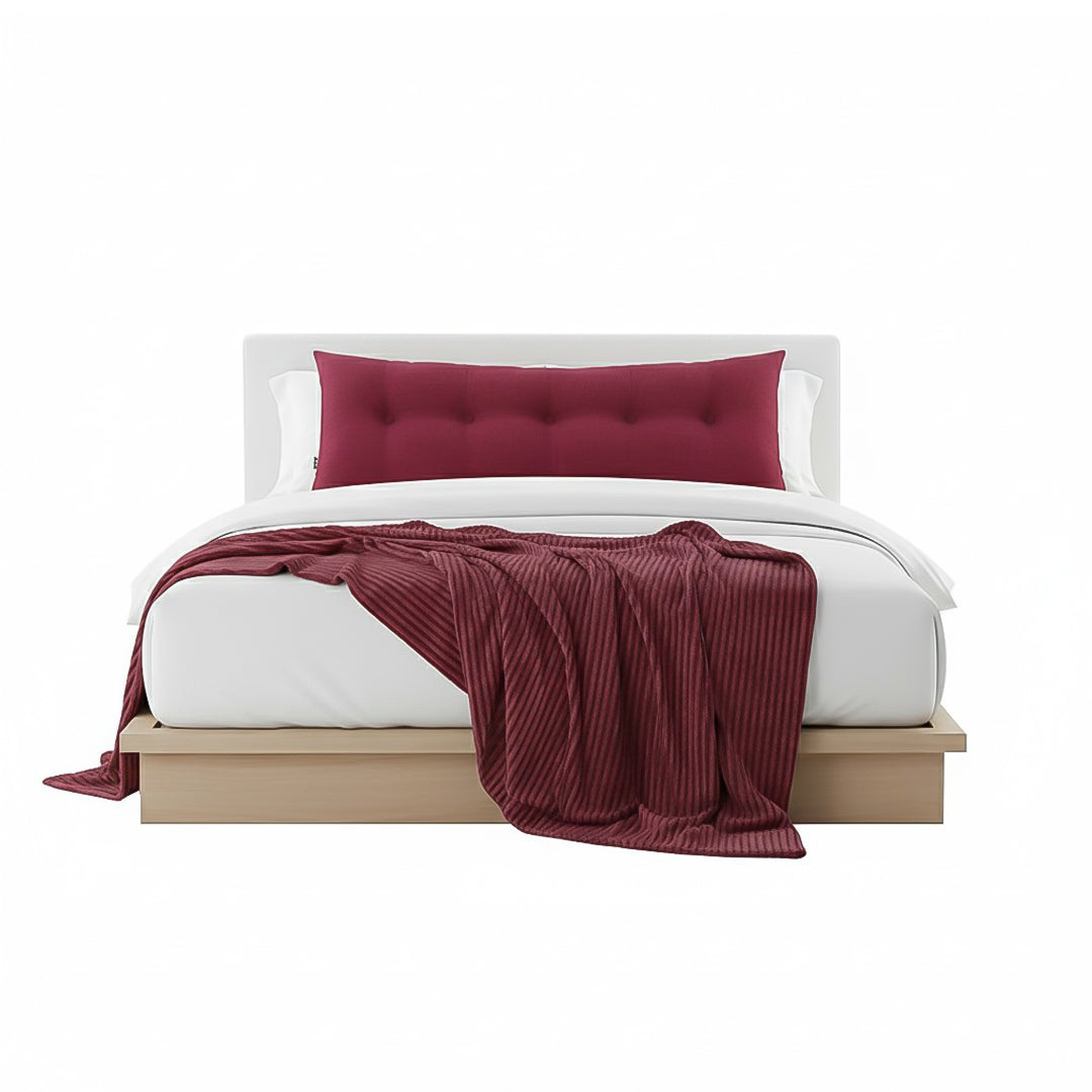 SOGA Home & Living Bundle – Rose Red Triangular Wedge Pillow & Burgundy Striped Flannel Throw