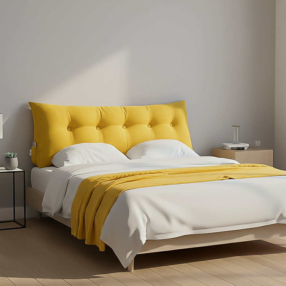 SOGA Home & Living Bundle – Yellow Triangular Wedge Pillow & Yellow Striped Flannel Throw