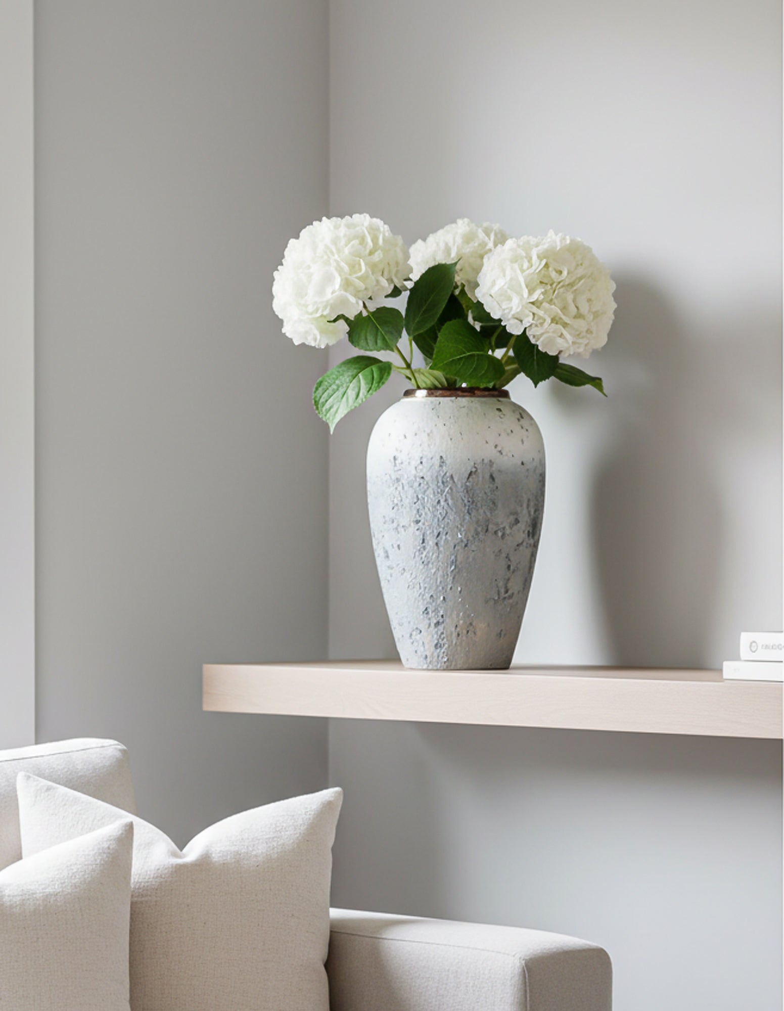 SOGA 30x19cm White and Grey Medium Ceramic Flower Vase Elegant Living Room Home Decor-1