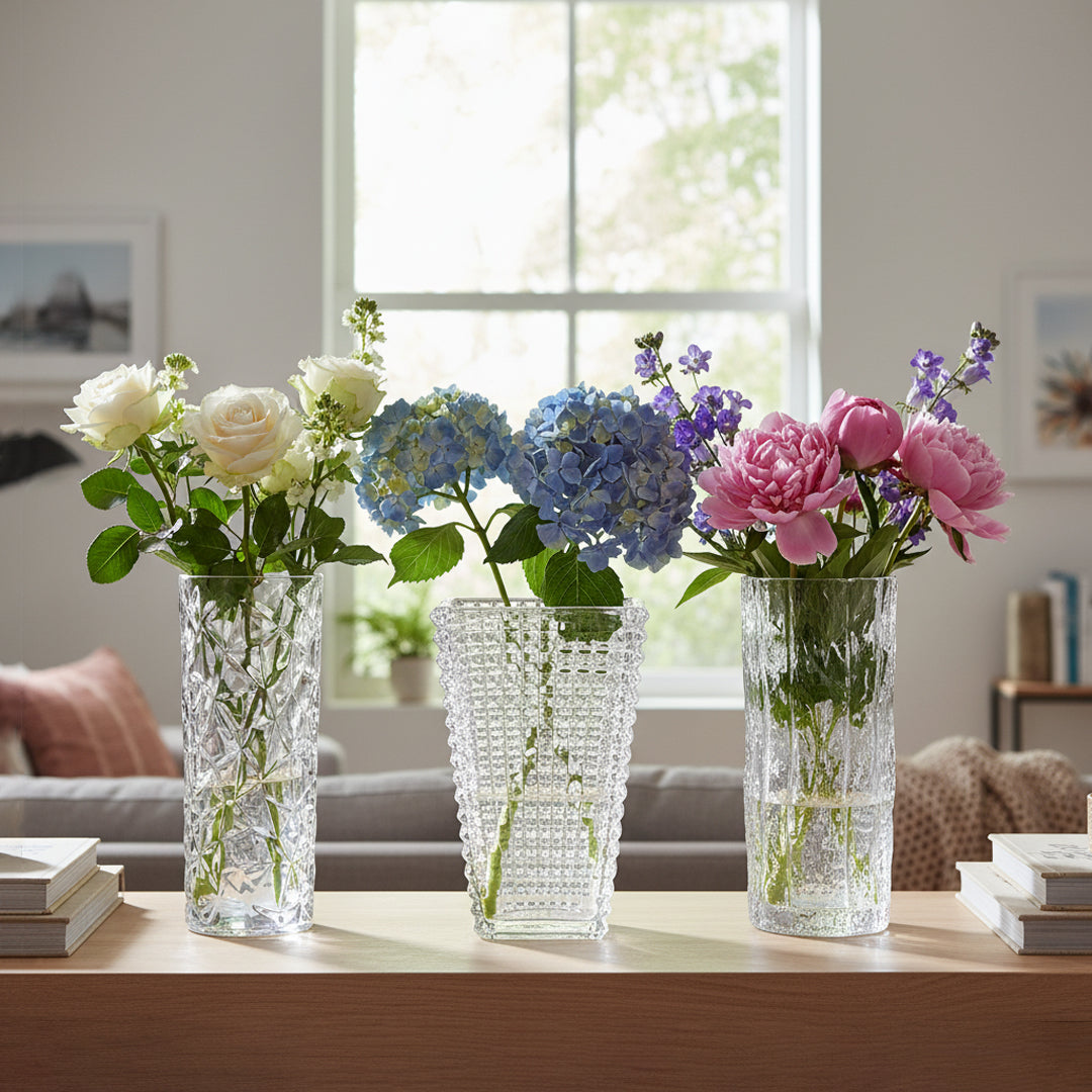 SOGA Home & Living Bundle – Handcrafted Clear Glass Vases for Elegant Home Décor-2