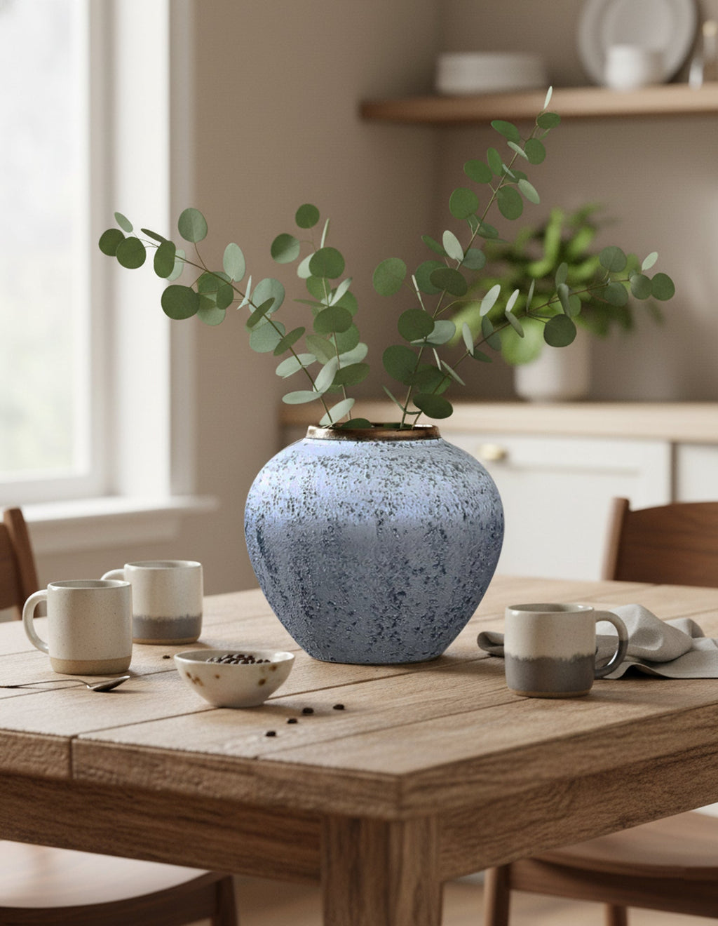 SOGA 21x22cm White and Grey Small Ceramic Flower Vase Elegant Living Room Home Decor-2