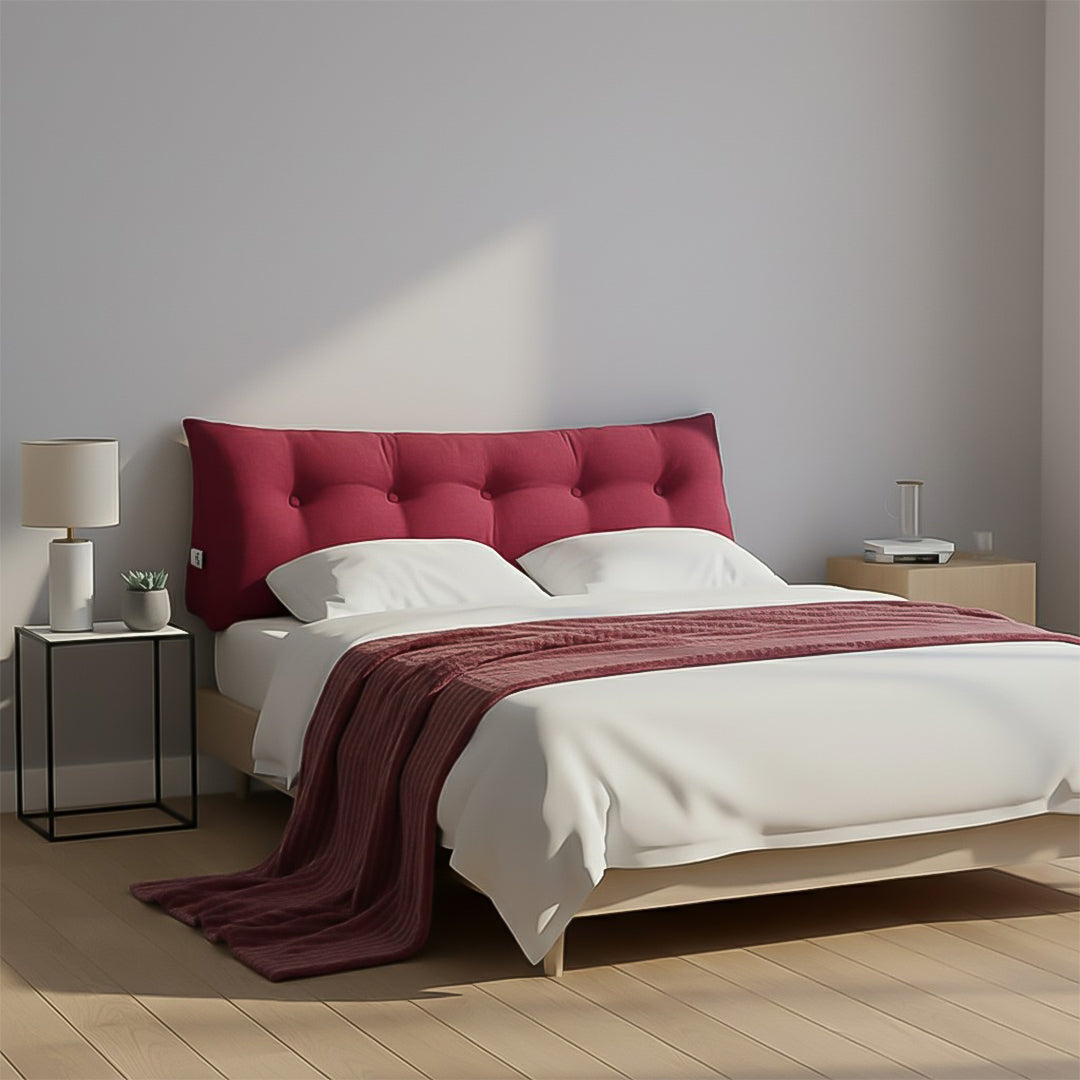 SOGA Home & Living Bundle – Rose Red Triangular Wedge Pillow & Burgundy Striped Flannel Throw