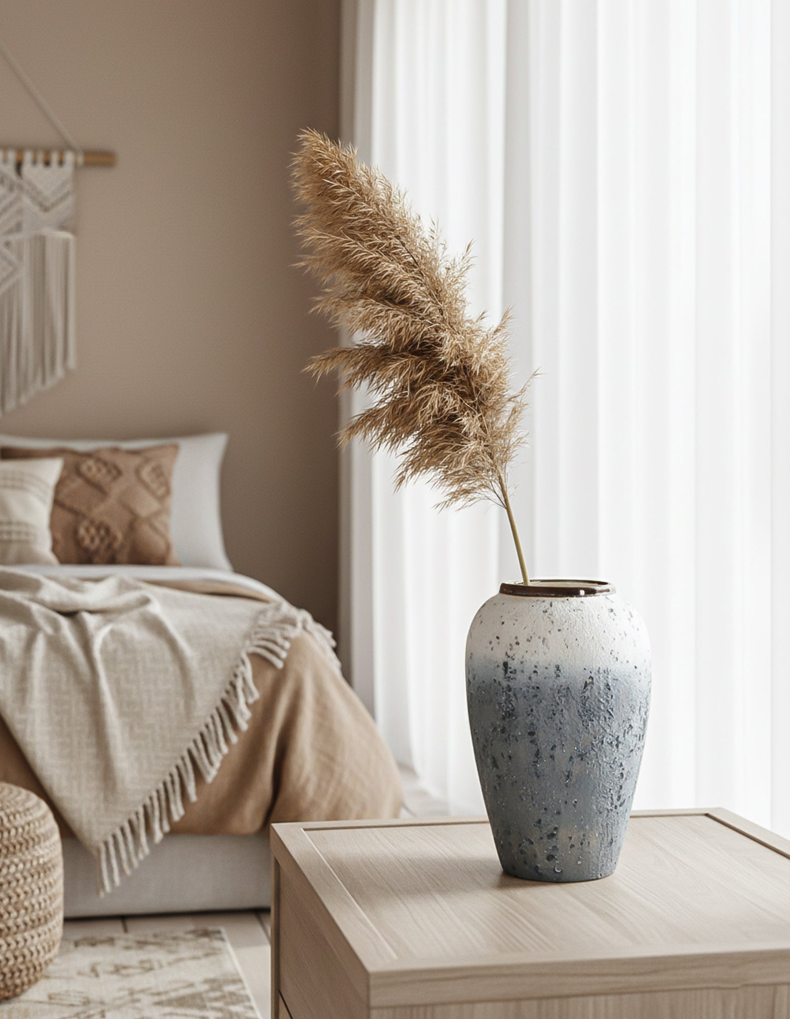 SOGA 30x19cm White and Grey Medium Ceramic Flower Vase Elegant Living Room Home Decor-3