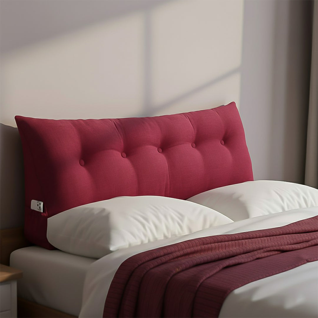 SOGA Home & Living Bundle – Rose Red Triangular Wedge Pillow & Burgundy Striped Flannel Throw
