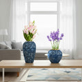 SOGA Home & Living Bundle – Blue with White Mini Floral Ceramic Vases for Elegant Home Decor