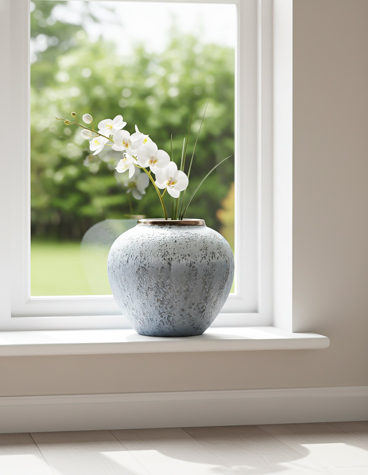 SOGA 21x22cm White and Grey Small Ceramic Flower Vase Elegant Living Room Home Decor-4