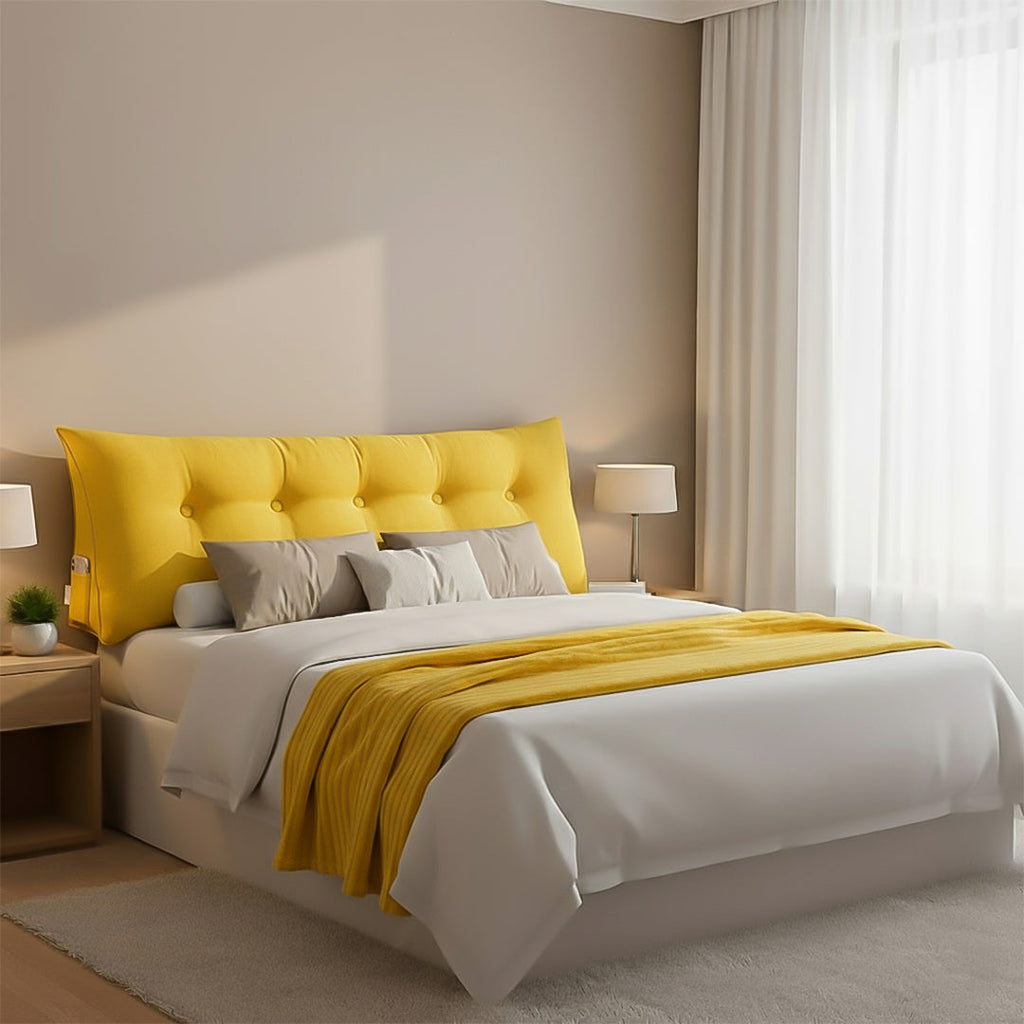 SOGA Home & Living Bundle – Yellow Triangular Wedge Pillow & Yellow Striped Flannel Throw