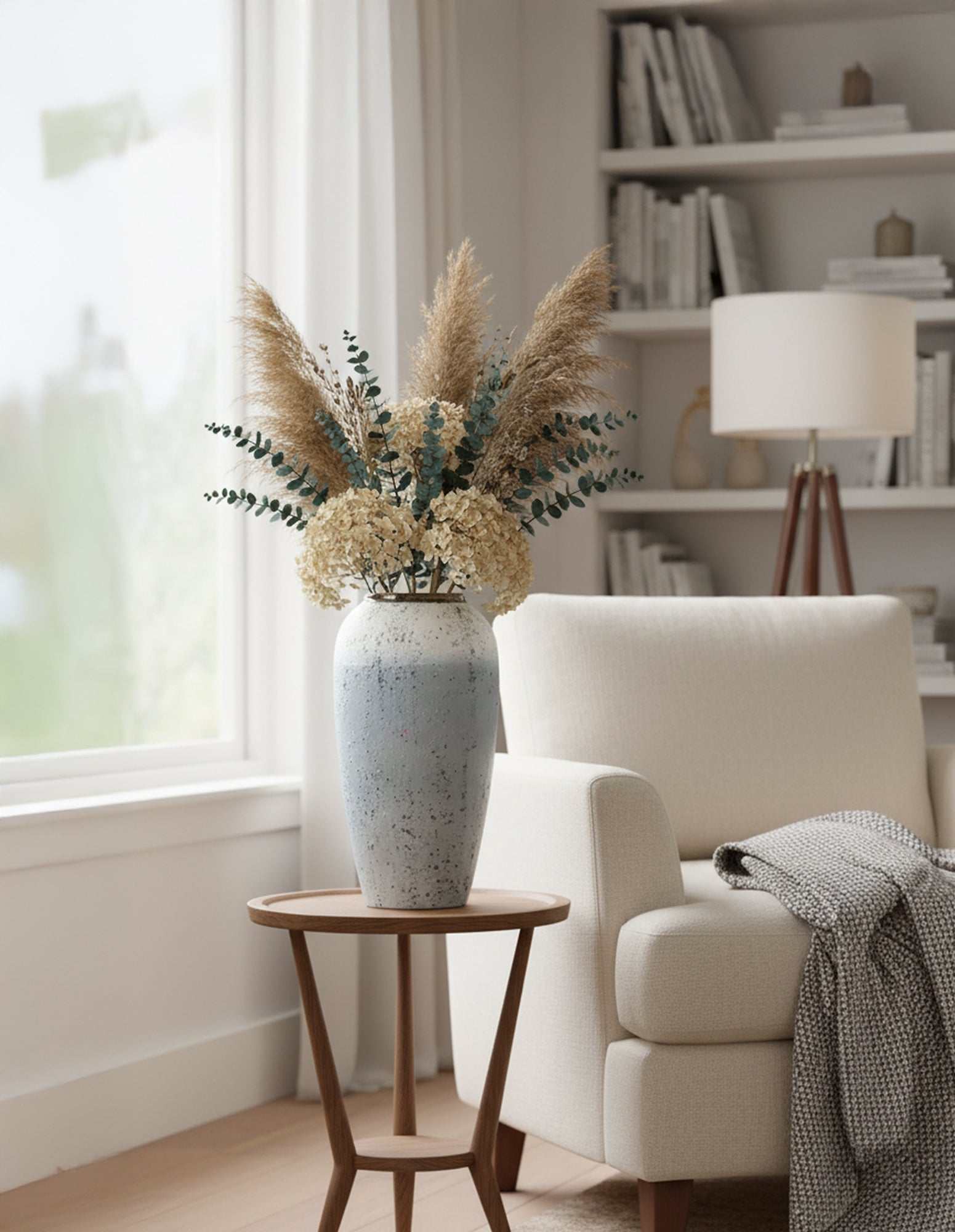 SOGA 35x17cm White and Grey Large Ceramic Flower Vase Elegant Living Room Home Decor-4