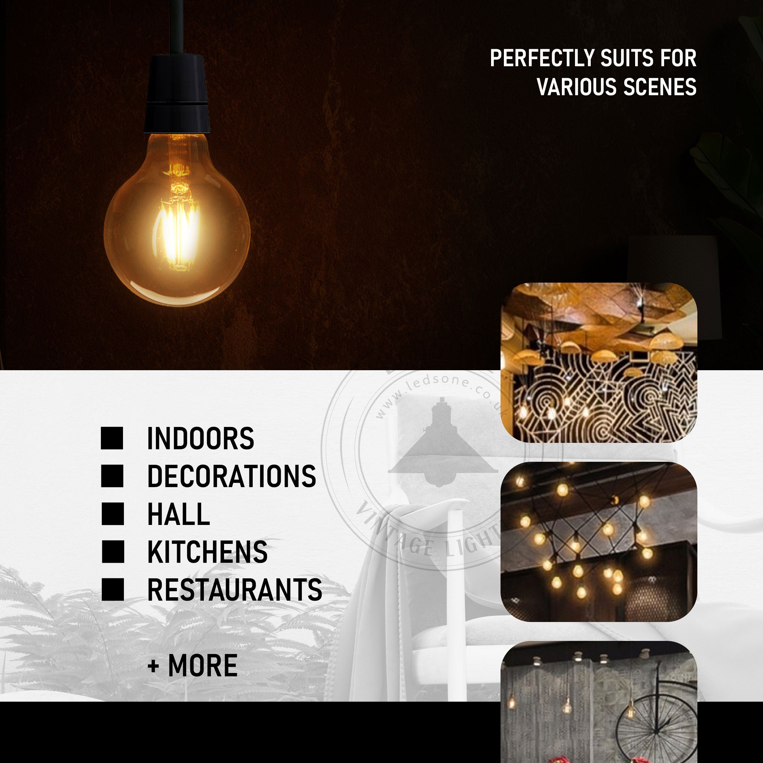 6 Pack G95 Bulb E27 4W LED Globe Vintage LED Retro Light Bulbs~4167