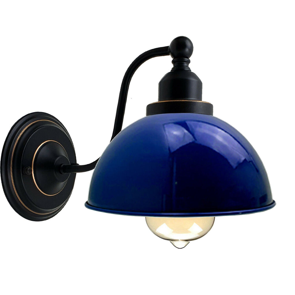 Industrial vintage Retro Navy Blue Wall Sconces E27 UK Holders~3701