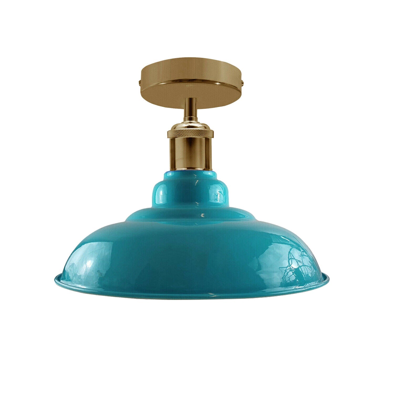Industrial Vintage Retro Flush Mount Glossy Shade Cyan Blue colour Ceiling Light E27 UK~3770
