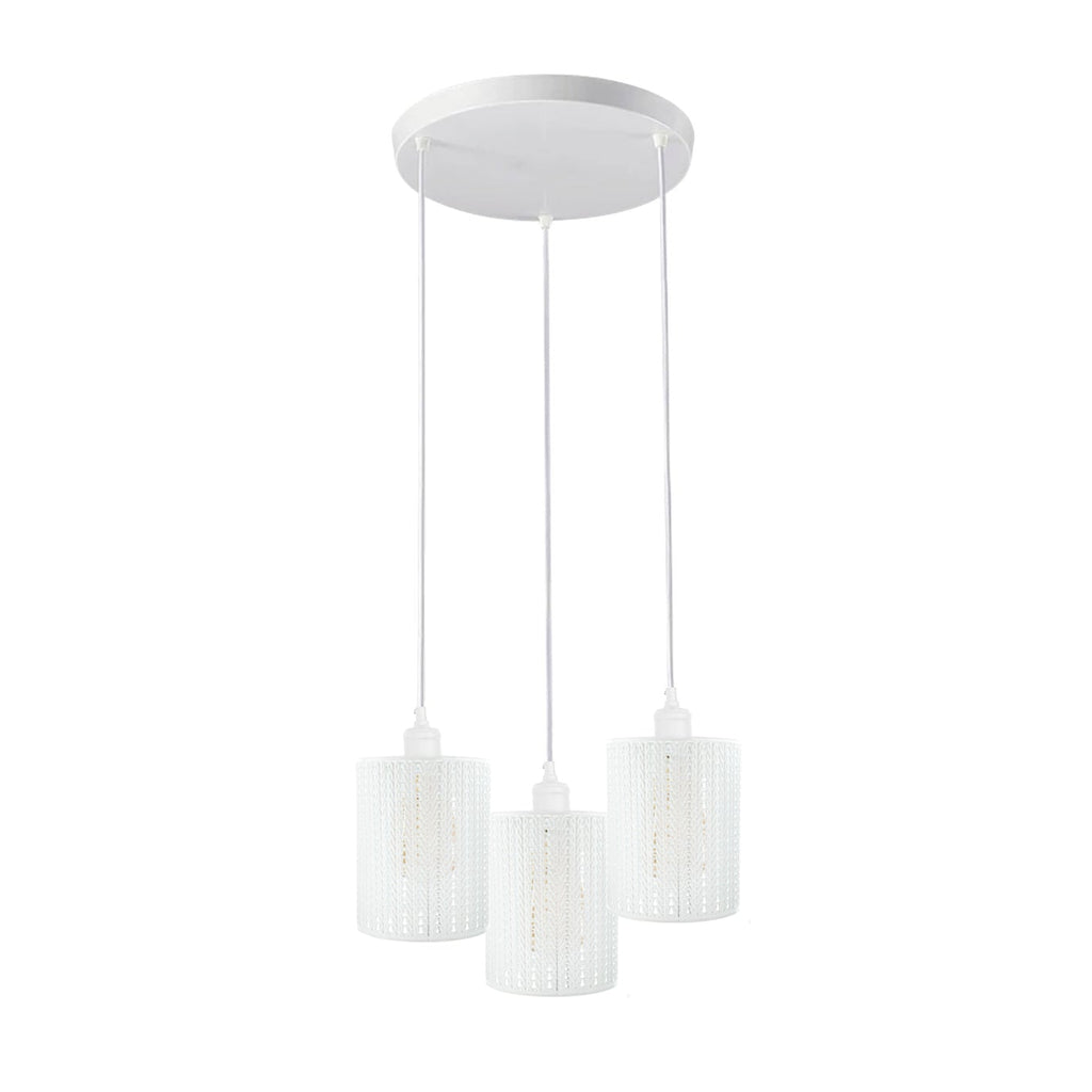 Industrial Vintage Retro 3 way Round White ceiling Pendant Cage~3984
