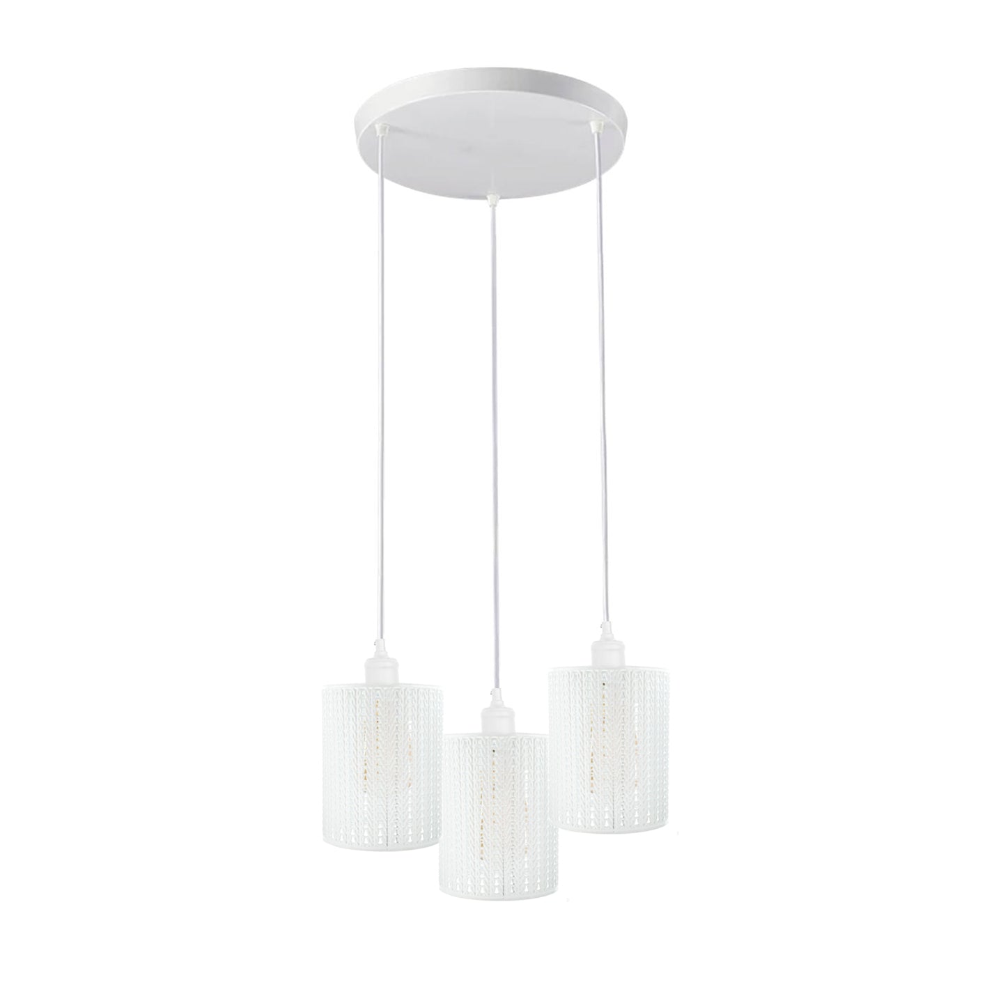 Industrial Vintage Retro 3 way Round White ceiling Pendant Cage~3984