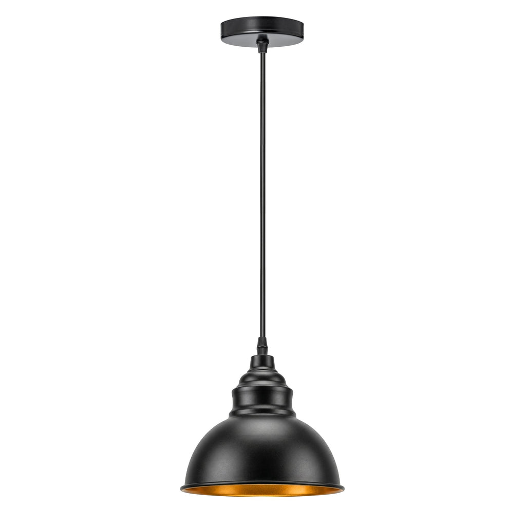 Industrial Black Pendant Light E27 Gold Inner Shade ~6789
