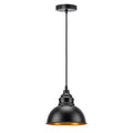 Industrial Black Pendant Light E27 Gold Inner Shade ~6789