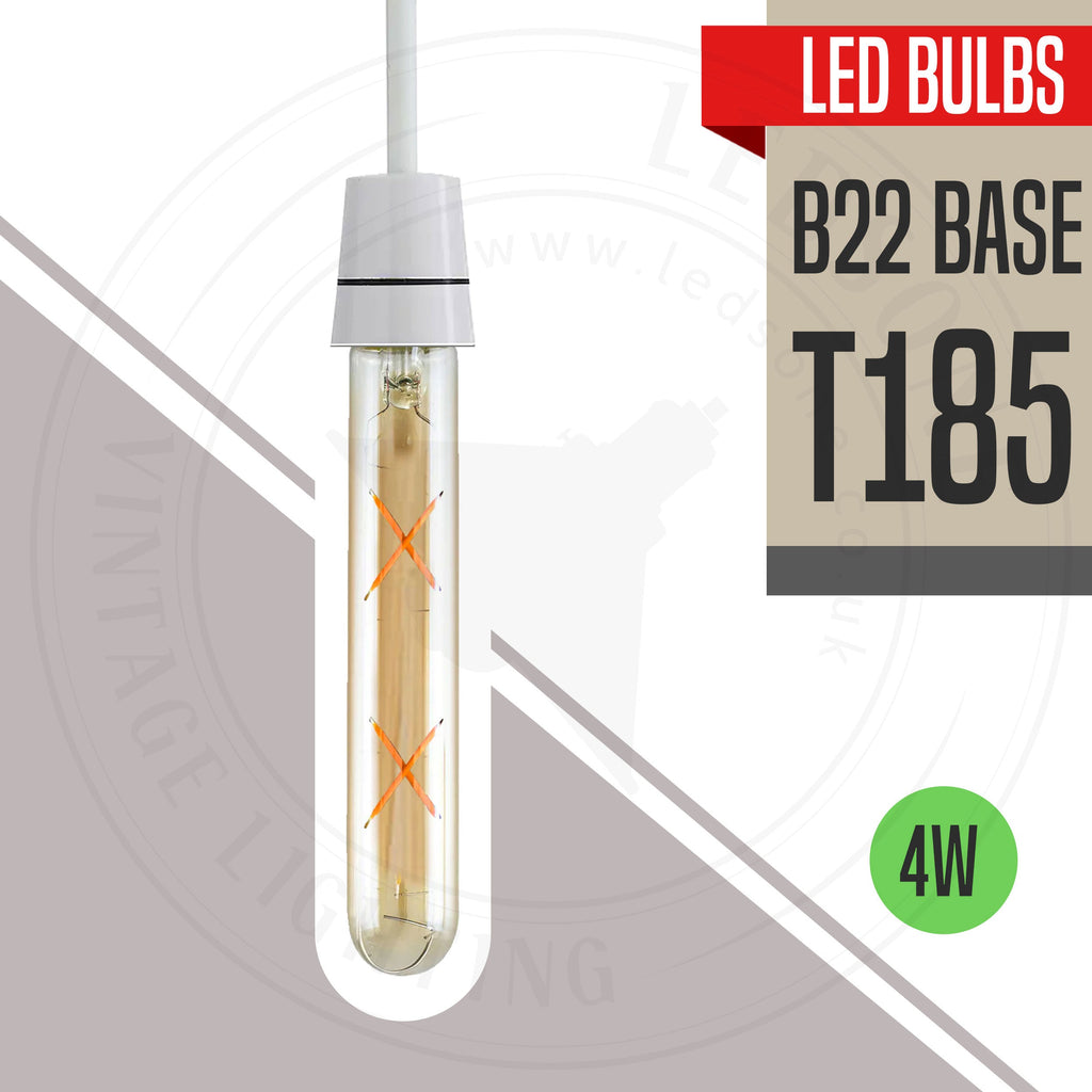 LED T185 4W B22/E27 Tubular Filament Warm White Dimmable Bulbs~5612