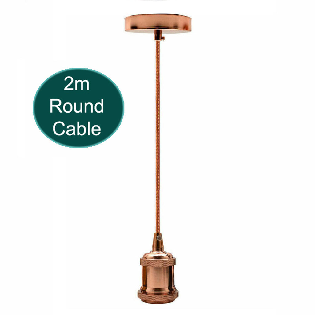 2m Round Cable E27 Base Rose Gold Pendant Holder~1722