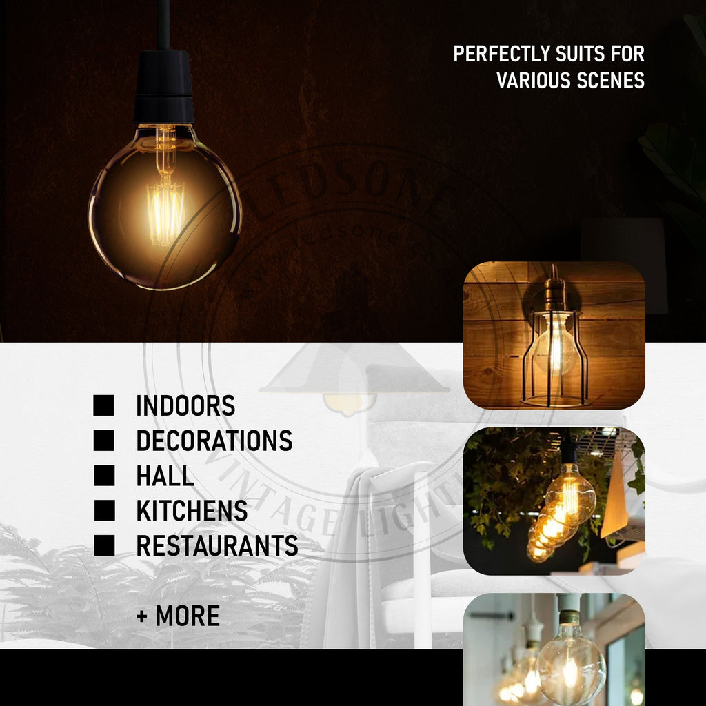 10 Pack G95 E27 8W LED Globe Vintage LED Retro Light Bulbs~4159