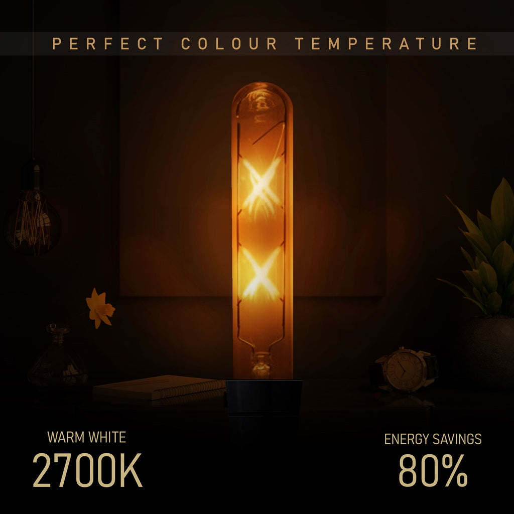 LED T185 4W B22/E27 Tubular Filament Warm White Dimmable Bulbs~5612