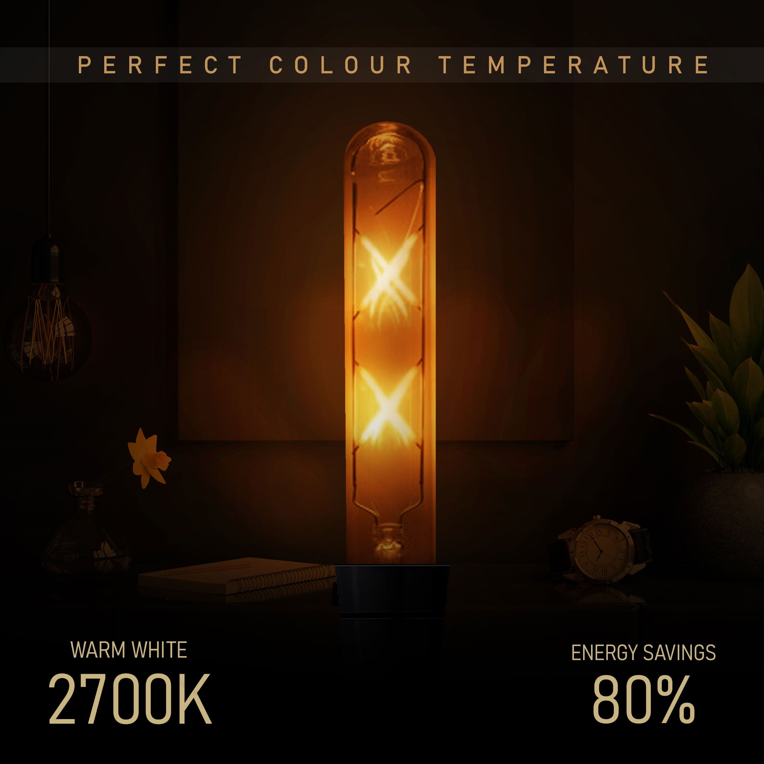 LED T185 4W B22/E27 Tubular Filament Warm White Dimmable Bulbs~5612