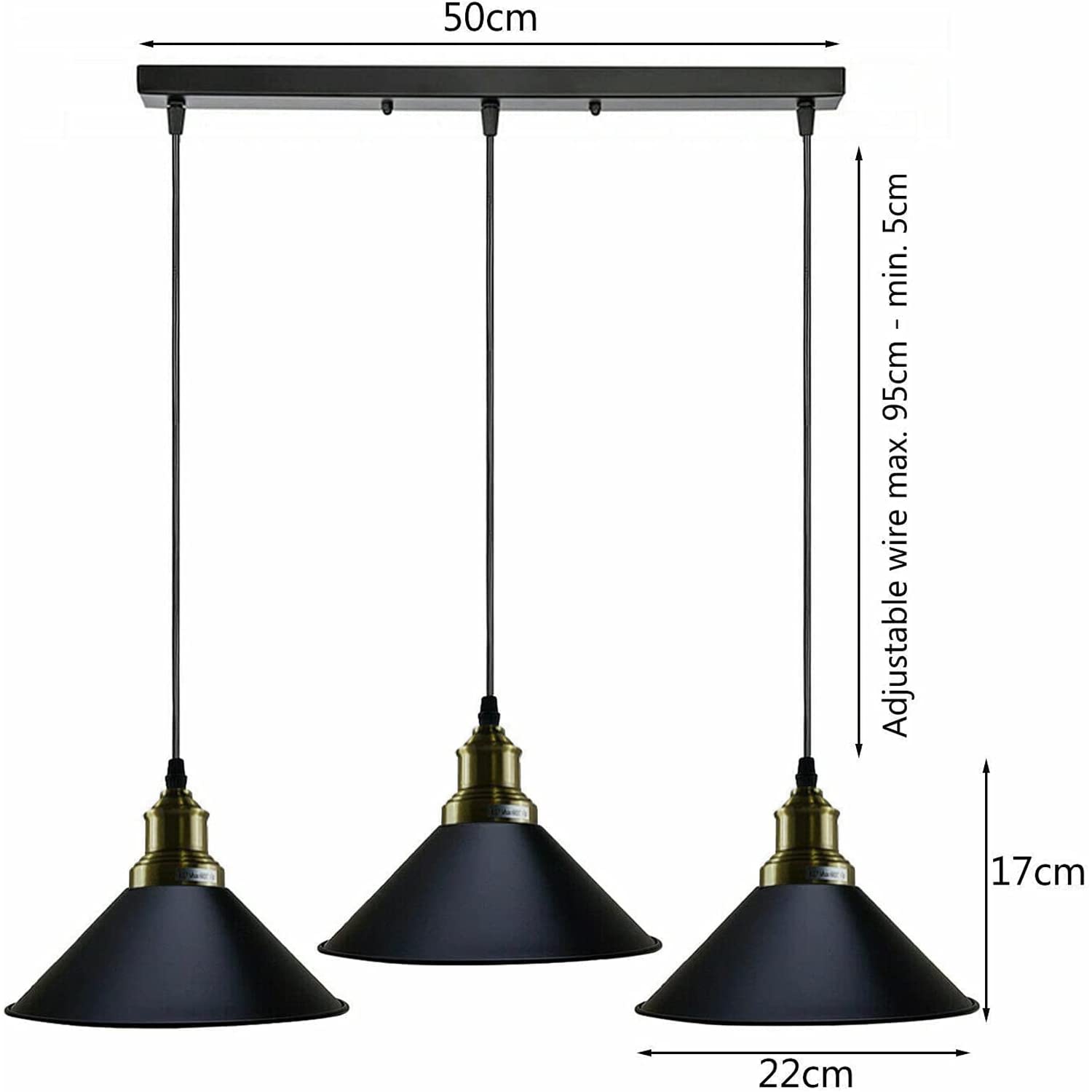 E27 Metaal Hanglamp 3 Lampen In Hoogte Verstelbaar ~6068