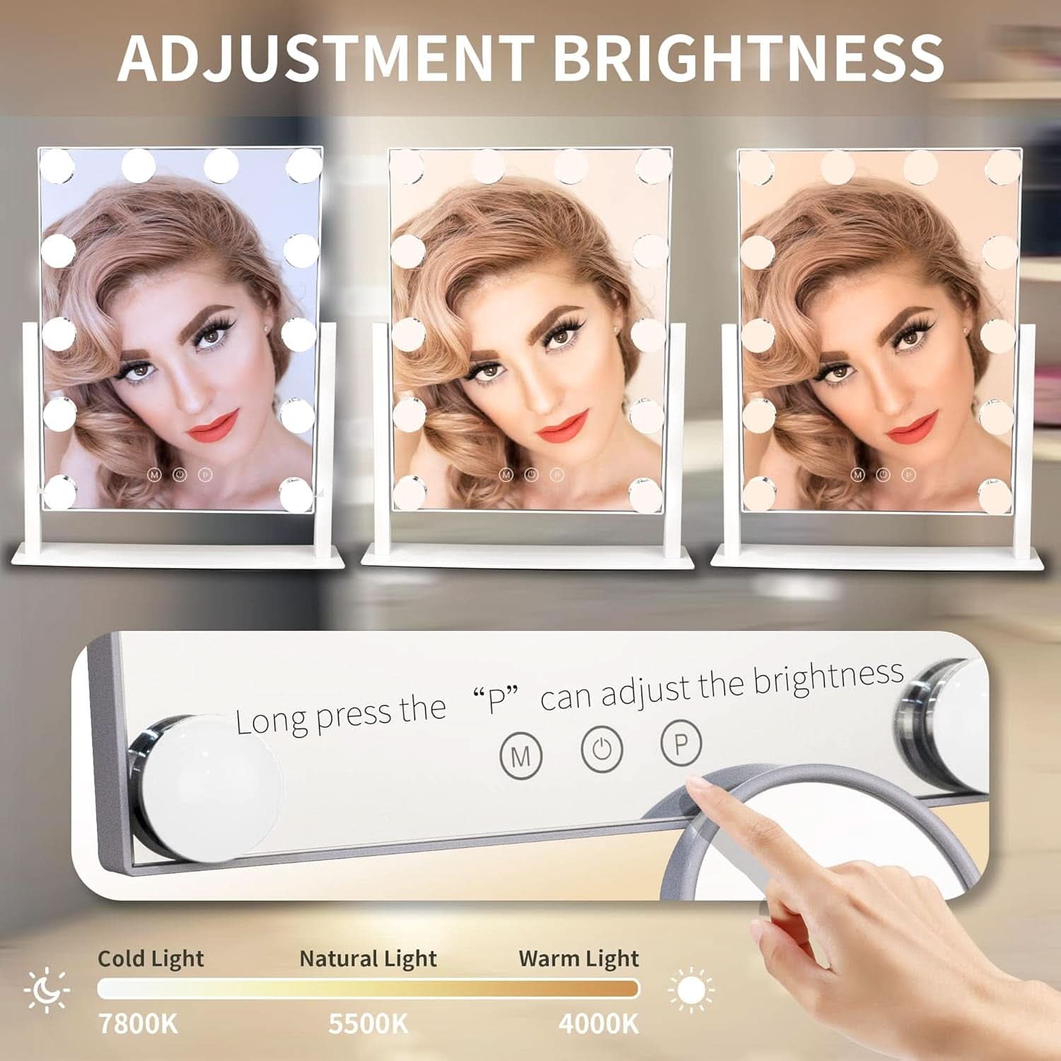 Hollywood Vanity Mirror Twelve LED Bulbs Rechargeable