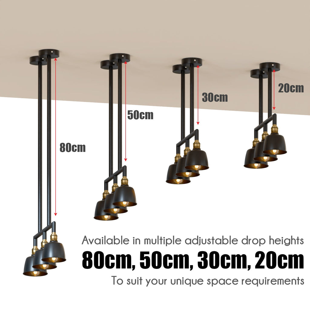 3-Way Industrial Pipe Ceiling Pendant Lights Fitting Metal Indoor Lamp ~5638