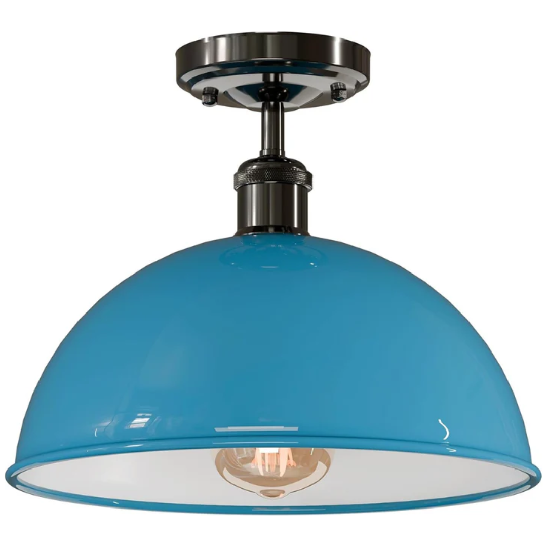 Vintage Flush Mount Ceiling Light - 30cm Metal Dome ~6694