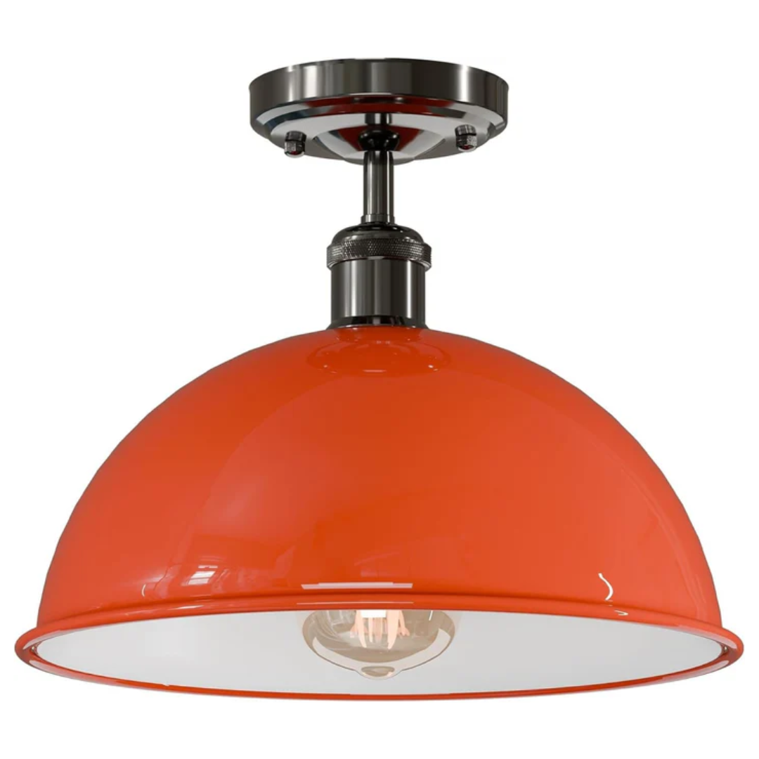 Vintage Flush Mount Ceiling Light - 30cm Metal Dome ~6694