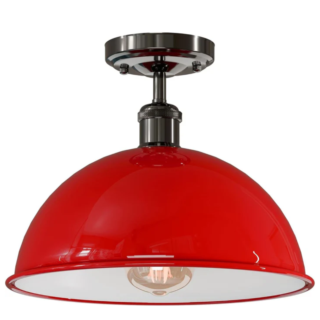 Vintage Flush Mount Ceiling Light - 30cm Metal Dome ~6694