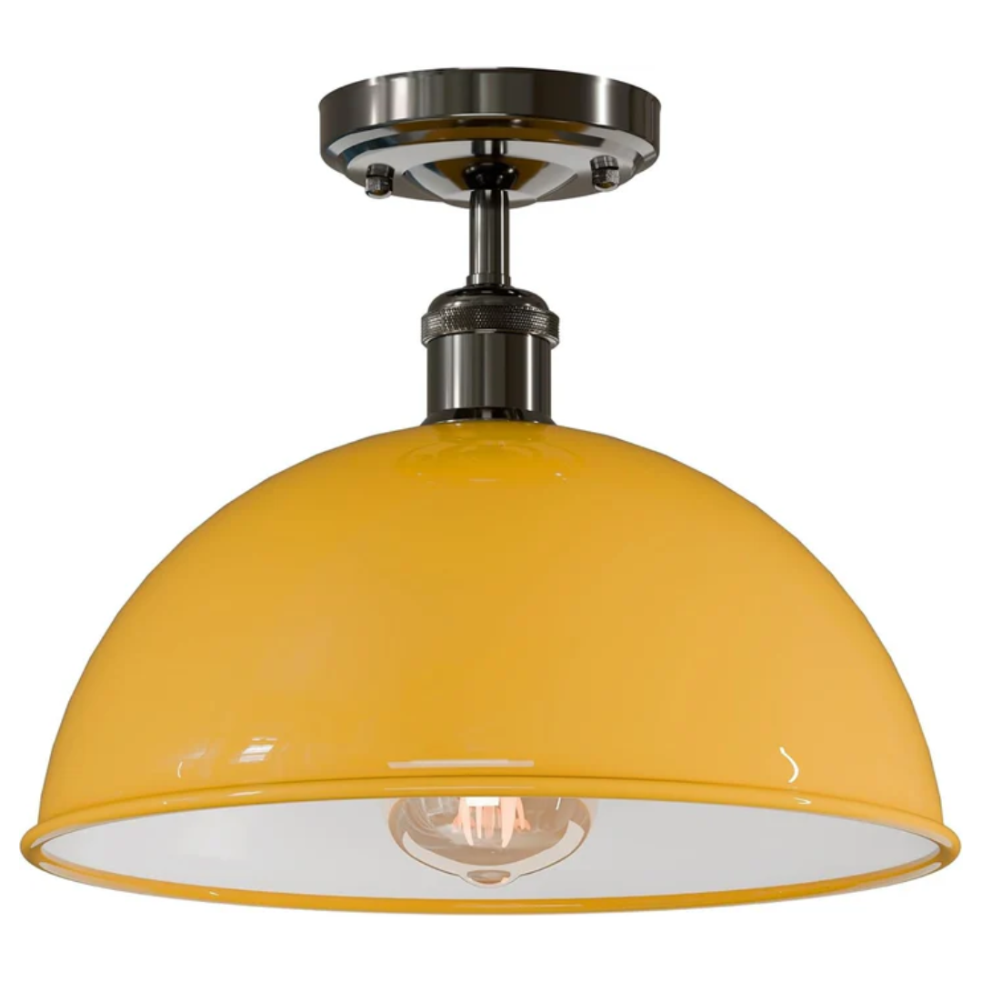 Vintage Flush Mount Ceiling Light - 30cm Metal Dome ~6694
