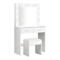 NNEED Dressing Table Stool Set Makeup Mirror 10 LED Bulbs White