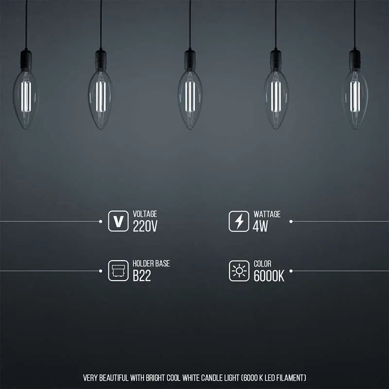 LED Filament Candle B22 Edison Screw LED Bulbs ~5040