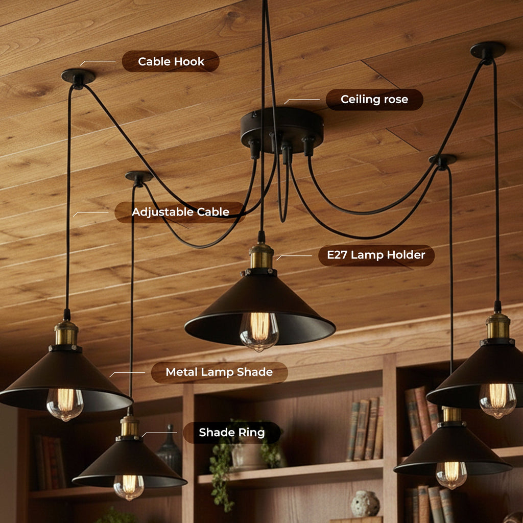 5-Way Industrial Hanging Pendant Spider Lights ~5126