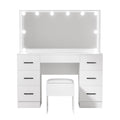 NNEDSZ Artiss Dressing Table Set Stool 10 Led Bulbs White Debbie