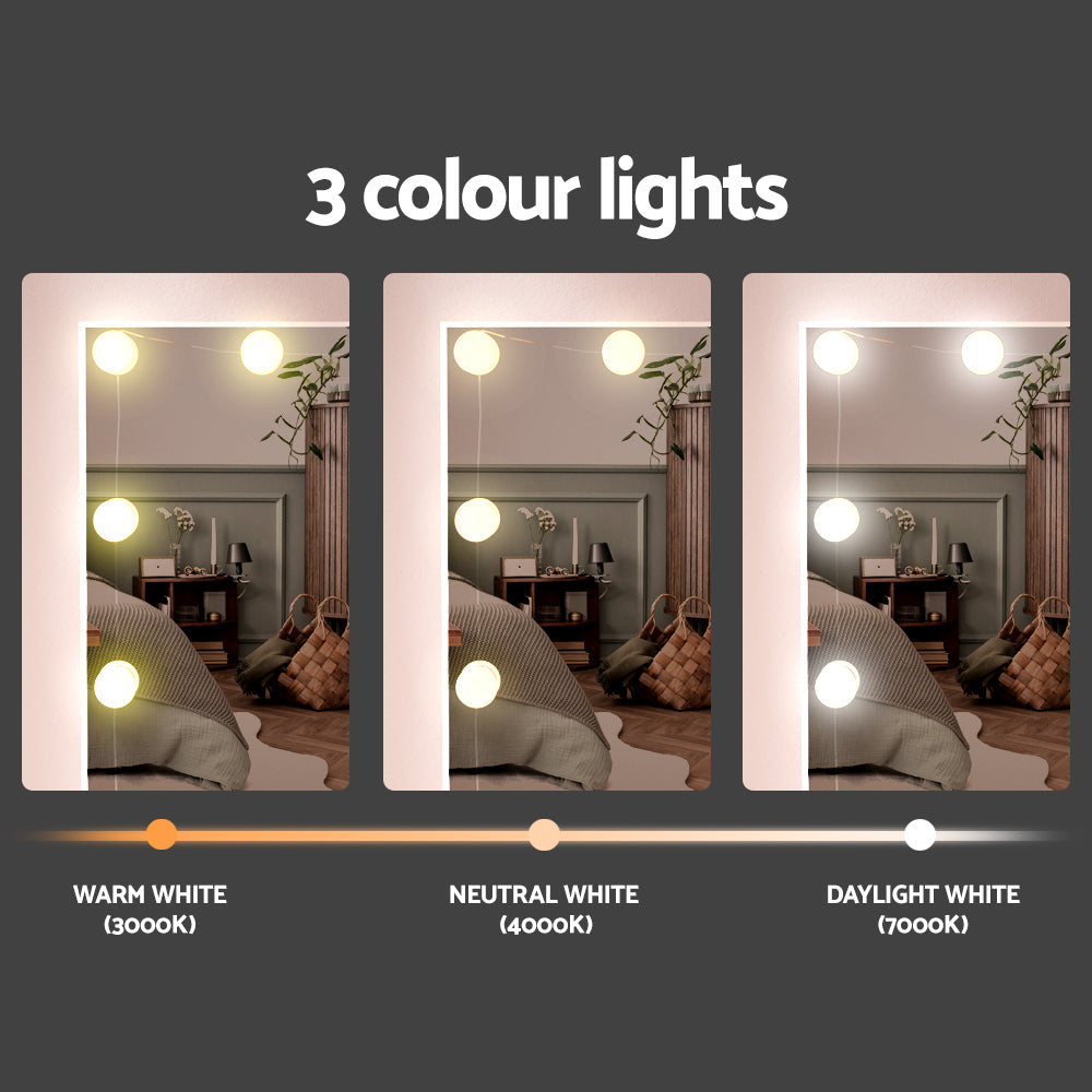 NNEDSZ Artiss Dressing Table Set Stool 10 Led Bulbs White Debbie