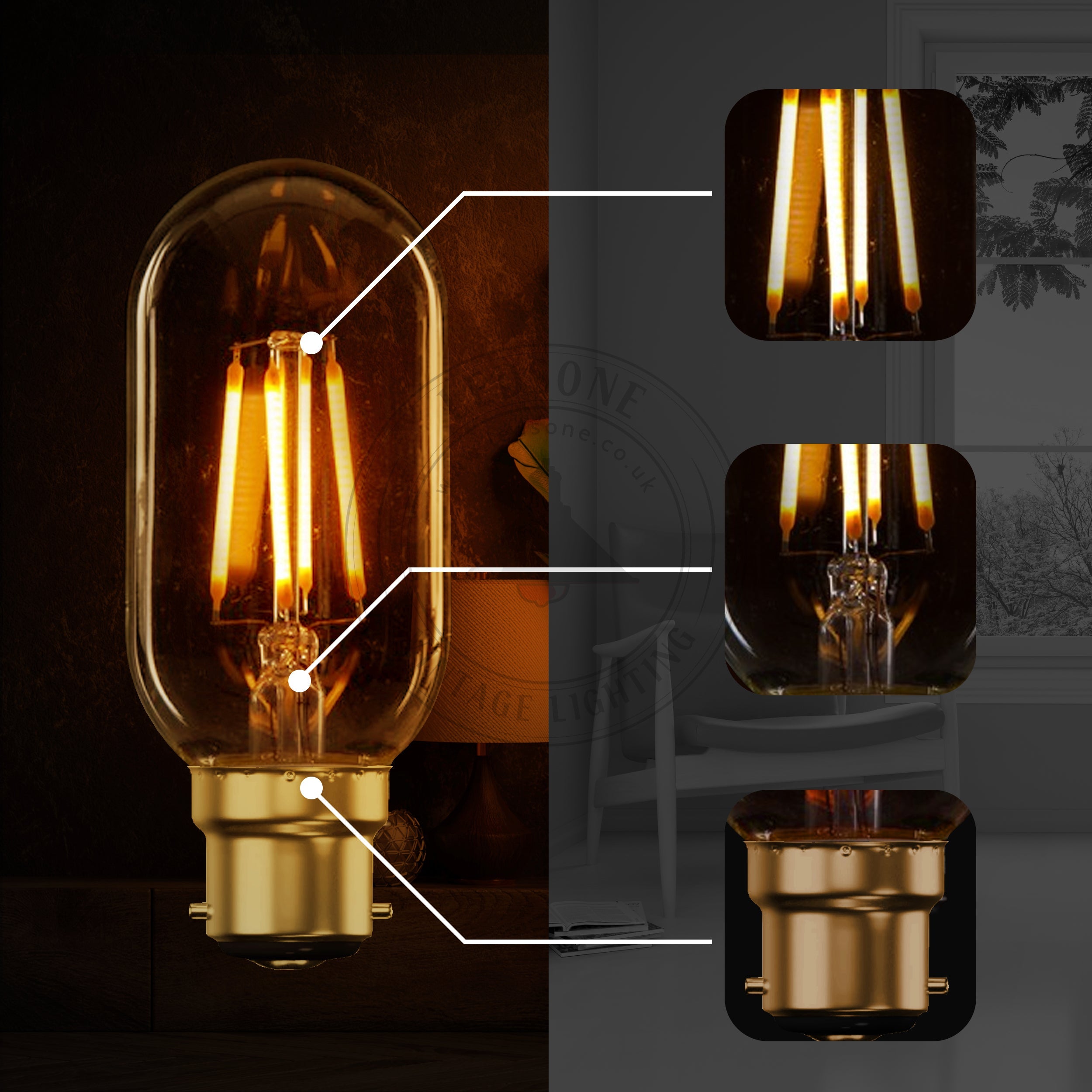 B22 4W T45 LED Light Bulb Dimmable Vintage Filament Light Bulbs ~3077