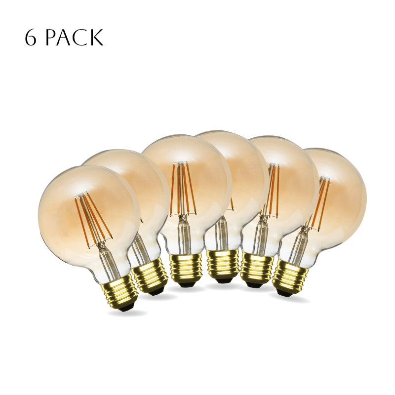 6 Pack G95 Bulb E27 4W LED Globe Vintage LED Retro Light Bulbs~4167