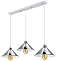 Modern Industrial Chrome 3 Way Ceiling Pendant Light Metal Cone Shape Shade Indoor Hanging Light~1183