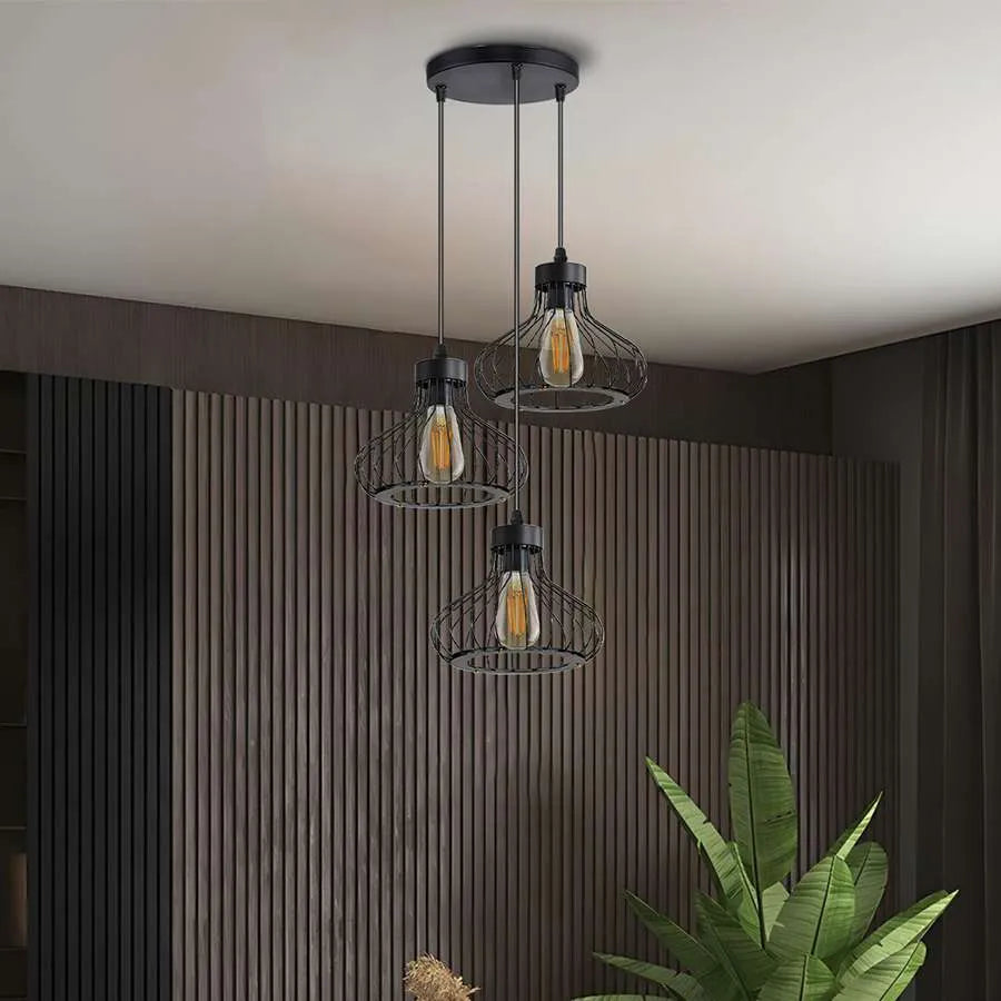Cage 3 Light Island Black Pendant Beautiful Design ~ 5140