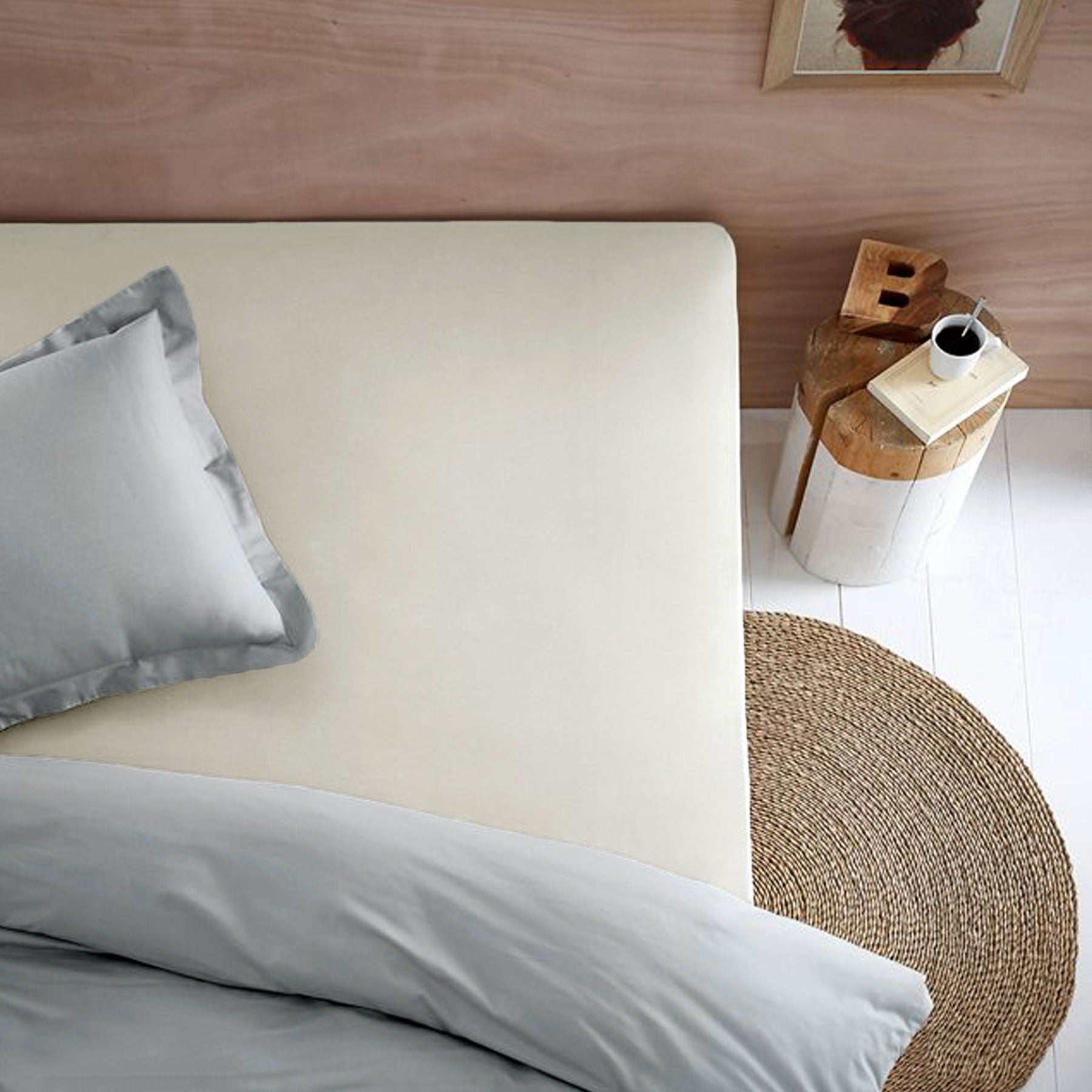NNEDSZ Essentially Home Living Polyester Cotton Fitted Sheet 36cm Wall Ivory Single