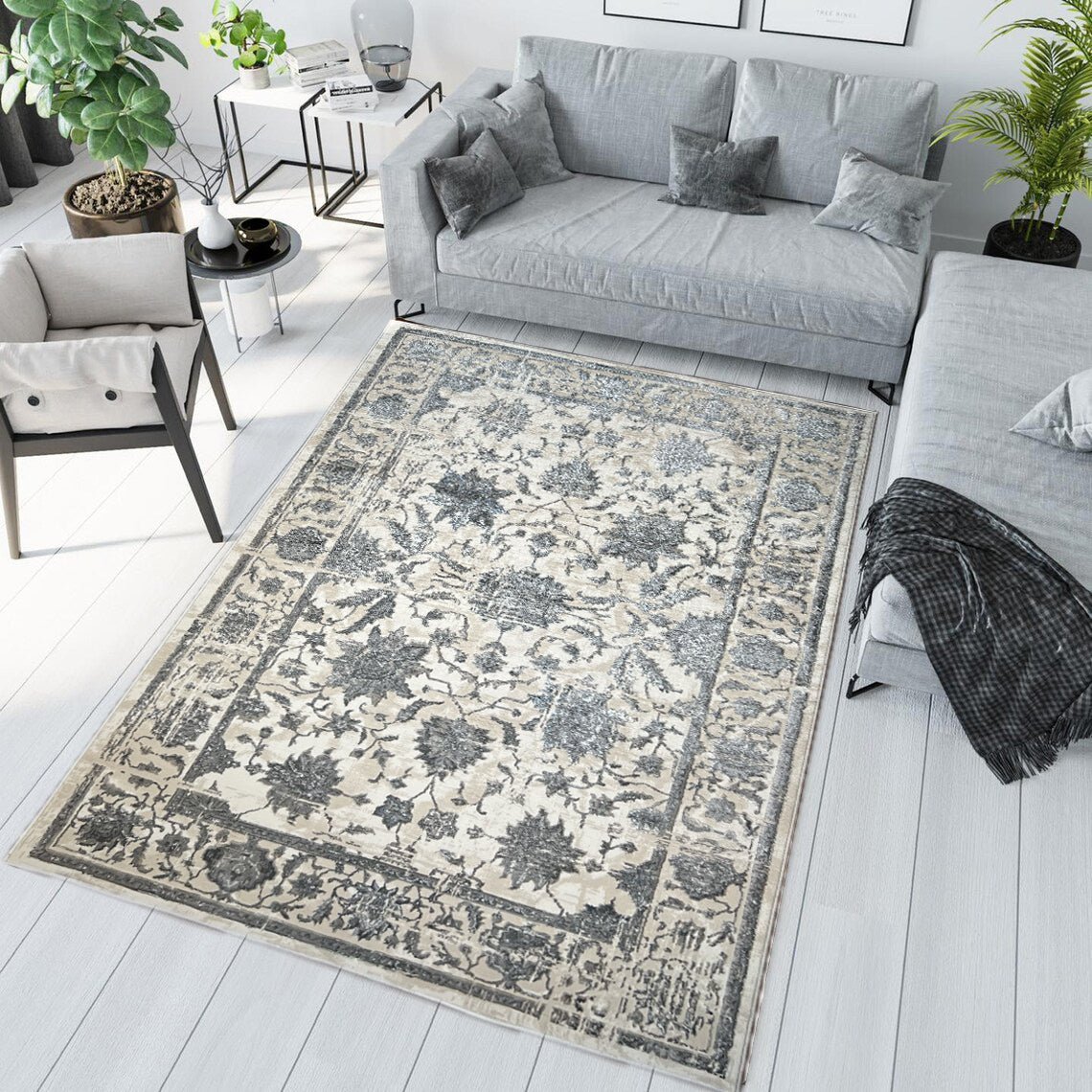 Canvello Area Rugs Premium Rugs for Living Room, Bedroom, Home Dining, Ivory, Grey, Beige-3