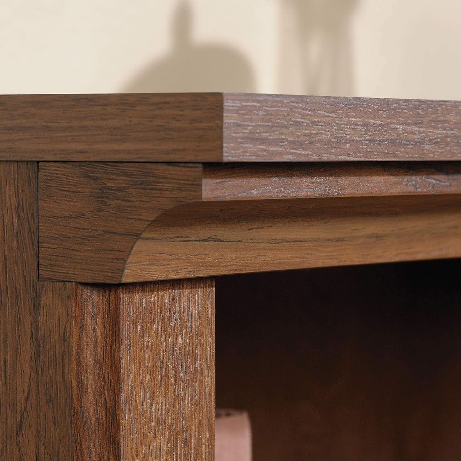Two Tier Wooden Bookcase With Adjustable Shelf In Oiled Oak For Home Office And Living Room-4
