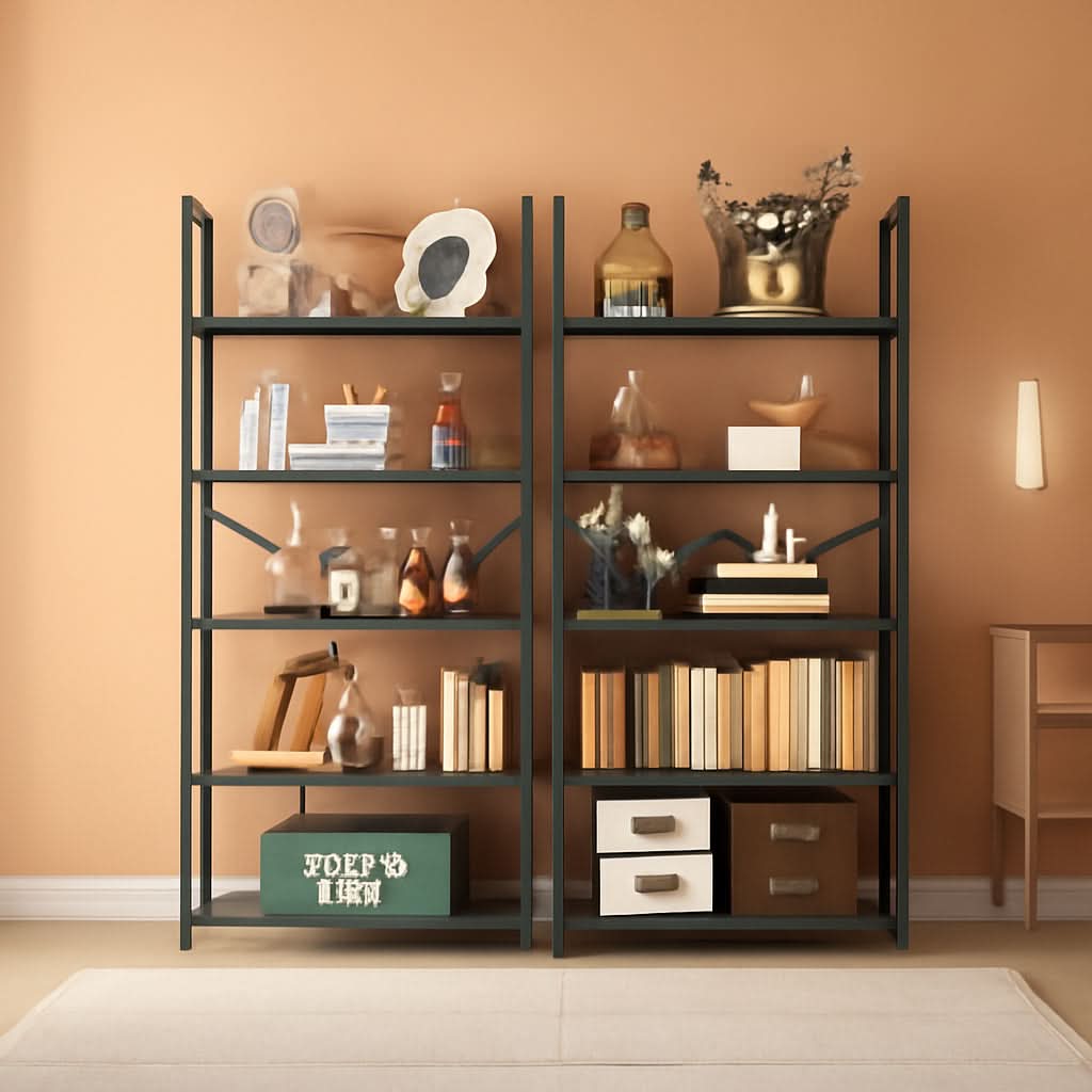 Grey Five Tier Bookshelf for Home Office and Living Room-0