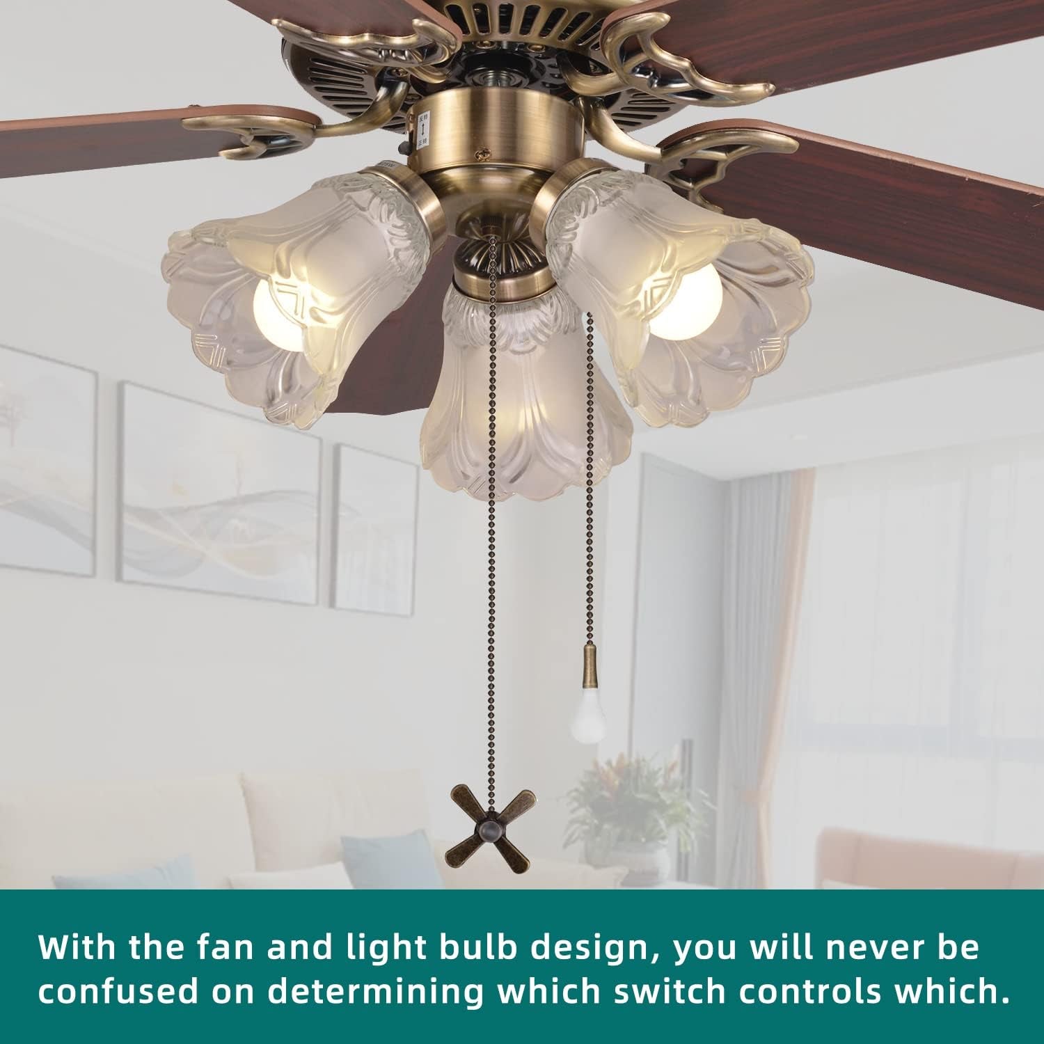 42 Inch Indoor Ceiling Fan With Three In tegrated LED Bulbs