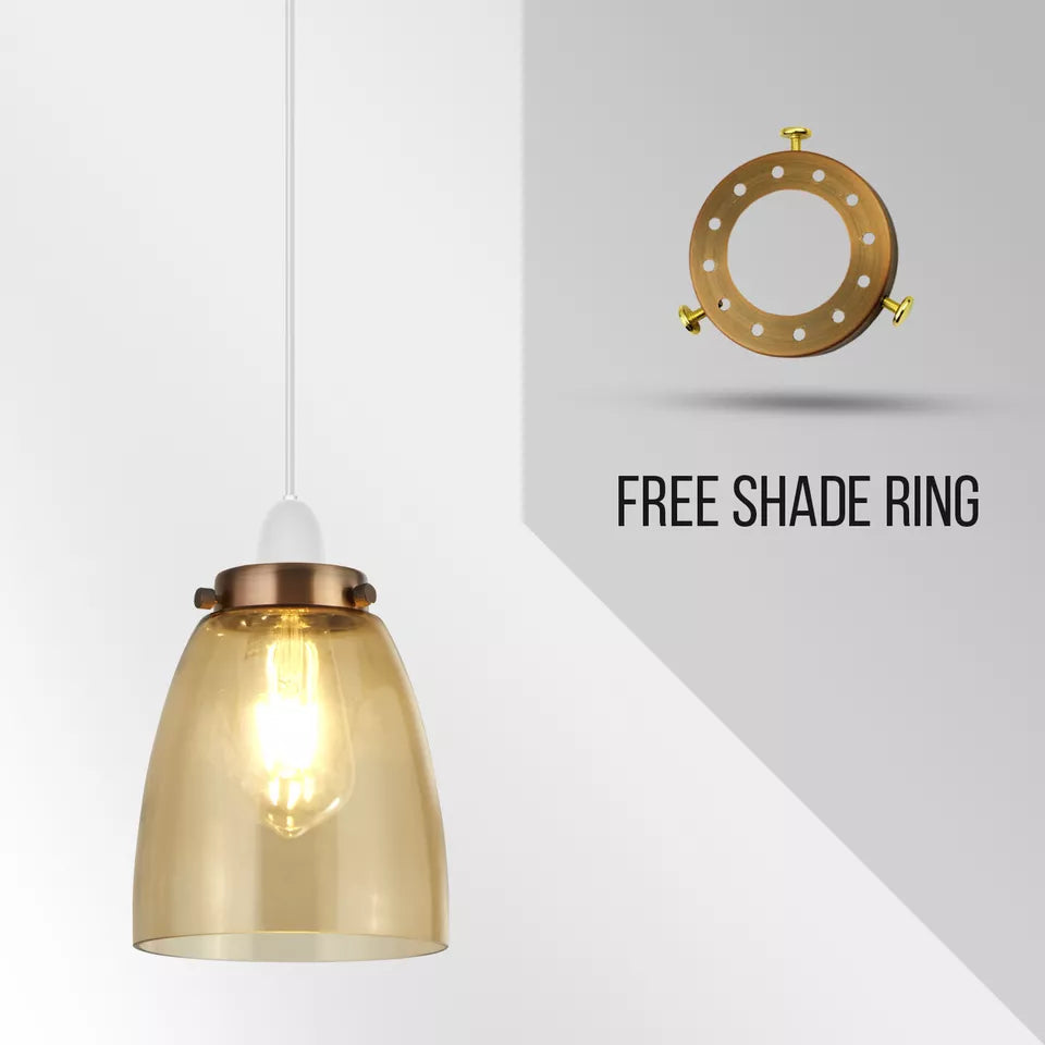 Vintage Retro Style Amber Glass Ceiling Pendant Light Lampshade~2181